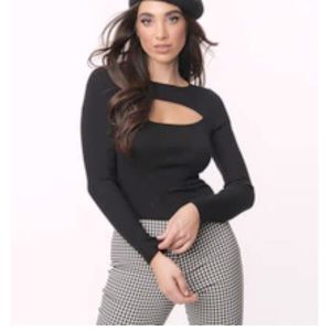 Black Rib Knit Peek-A-Boo Sweater